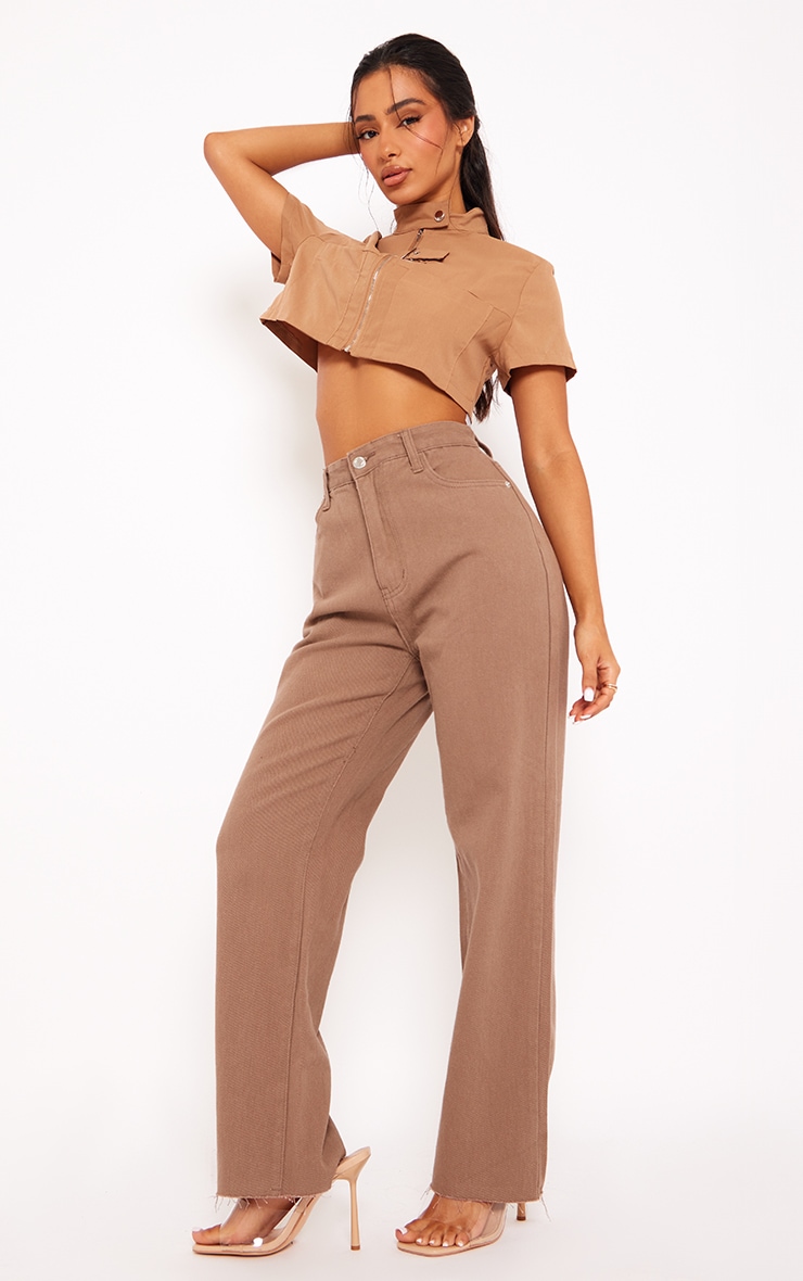 Ladies Jeans Brown at PrettyLittleThing GOOFASH