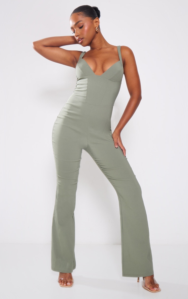 Ladies Jumpsuit in Khaki from PrettyLittleThing GOOFASH