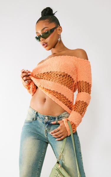 Ladies Knit Top Orange by PrettyLittleThing GOOFASH