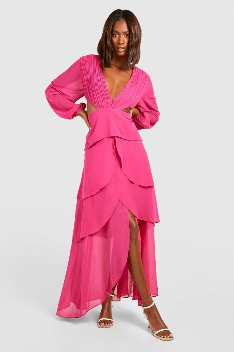 Ladies Maxi Dress in Pink Boohoo GOOFASH