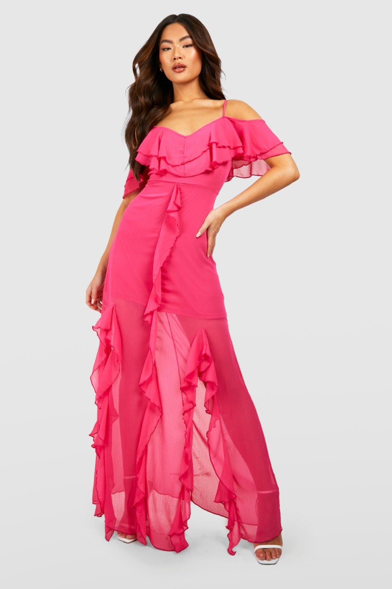 Ladies Maxi Dress in Pink by Boohoo GOOFASH