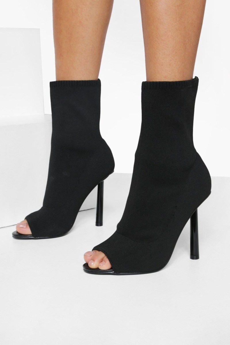 Ladies Sock Boots Black - Boohoo GOOFASH