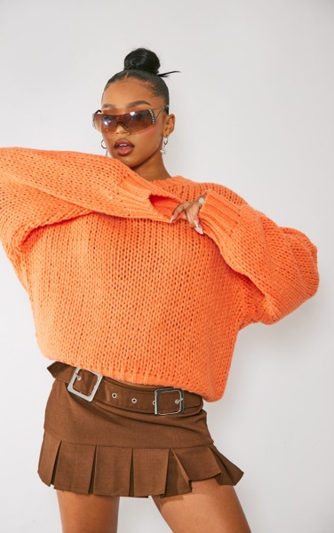 Ladies Sweater in Orange by PrettyLittleThing GOOFASH