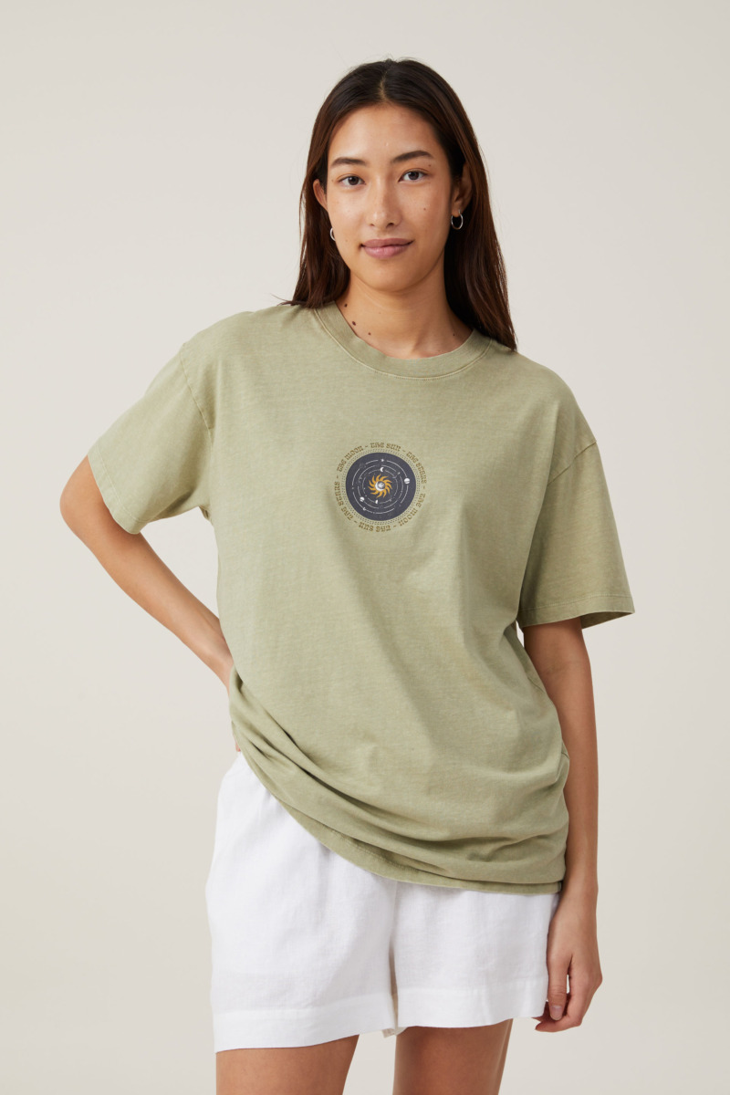 Ladies T-Shirt in Green Cotton On GOOFASH