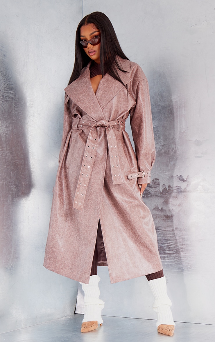 Ladies Trench Coat in Brown - PrettyLittleThing GOOFASH