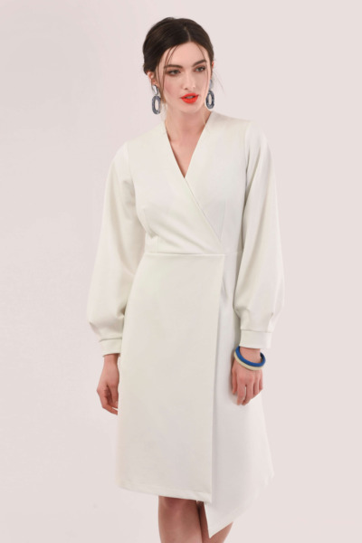Ladies Wrap Dress Ivory at Closet London GOOFASH