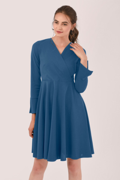 Ladies Wrap Dress in Blue at Closet London GOOFASH