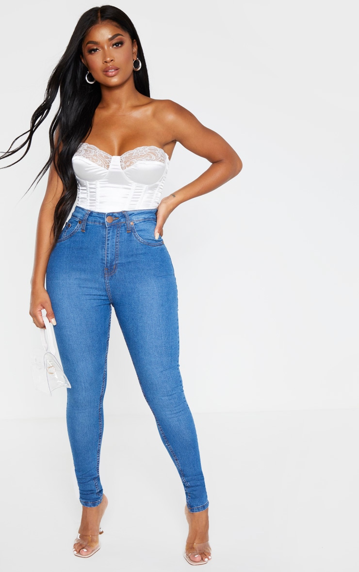Lady Blue Skinny Jeans from PrettyLittleThing GOOFASH