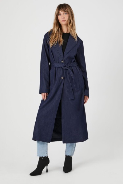 Lady Blue Trench Coat by Forever 21 GOOFASH