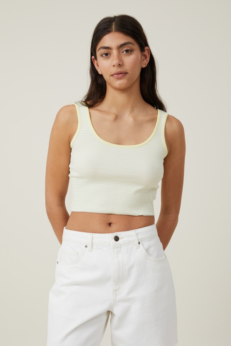 Lady Cropped Tank Top in White Cotton On GOOFASH