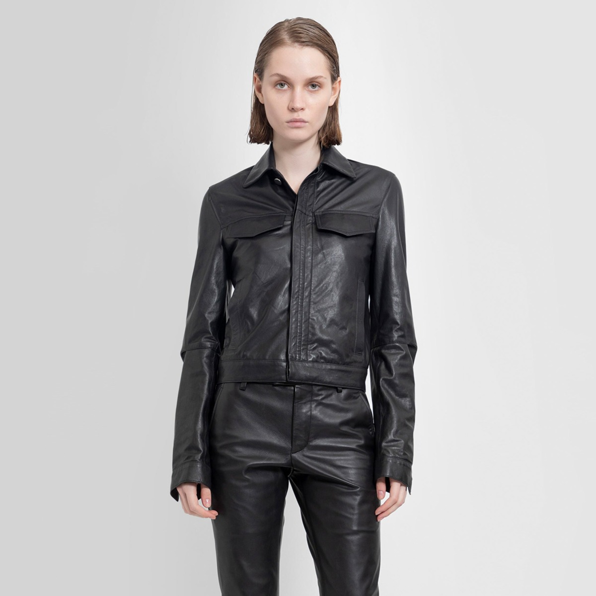 Lady Leather Jacket in Black Antonioli Ann Demeulemeester GOOFASH
