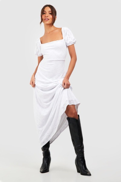 Lady Maxi Dress - White - Boohoo GOOFASH