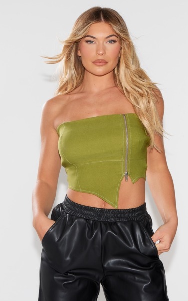 Lady Olive Crop Top PrettyLittleThing GOOFASH