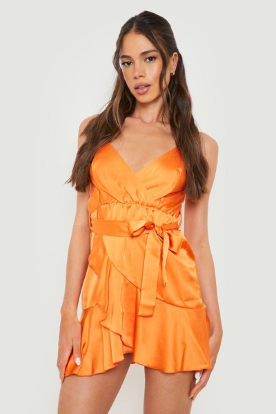 Lady Orange Mini Dress - Boohoo GOOFASH