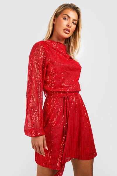 Lady Party Dress Red - Boohoo GOOFASH