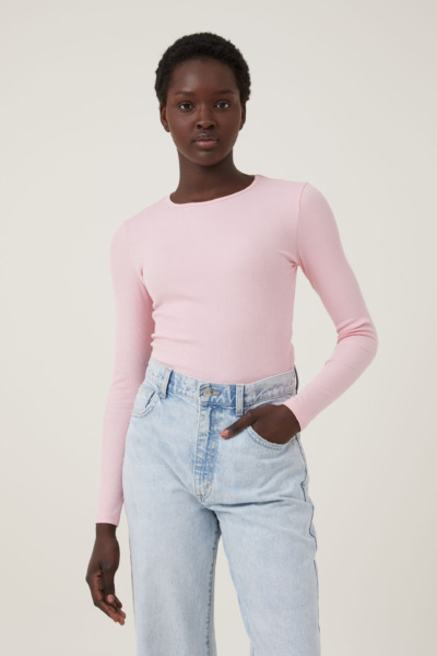 Lady Pink Long Sleeve Top by Cotton On GOOFASH