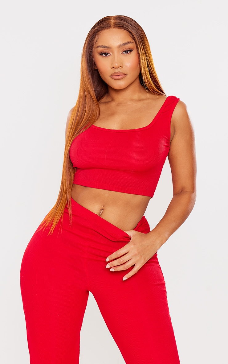 Lady Red Crop Top at PrettyLittleThing GOOFASH