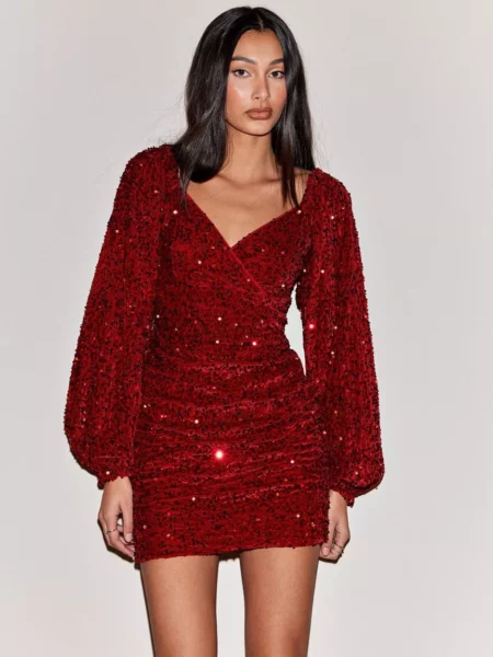 Lady Sequin Dress - Red - Nelly GOOFASH