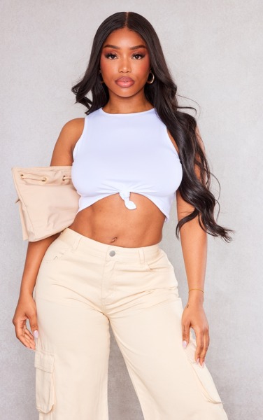 Lady White Crop Top from PrettyLittleThing GOOFASH