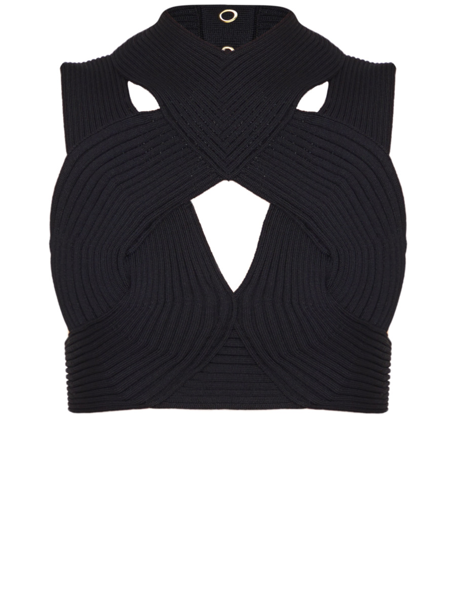 Leam Black Knit Top for Woman from Balmain GOOFASH