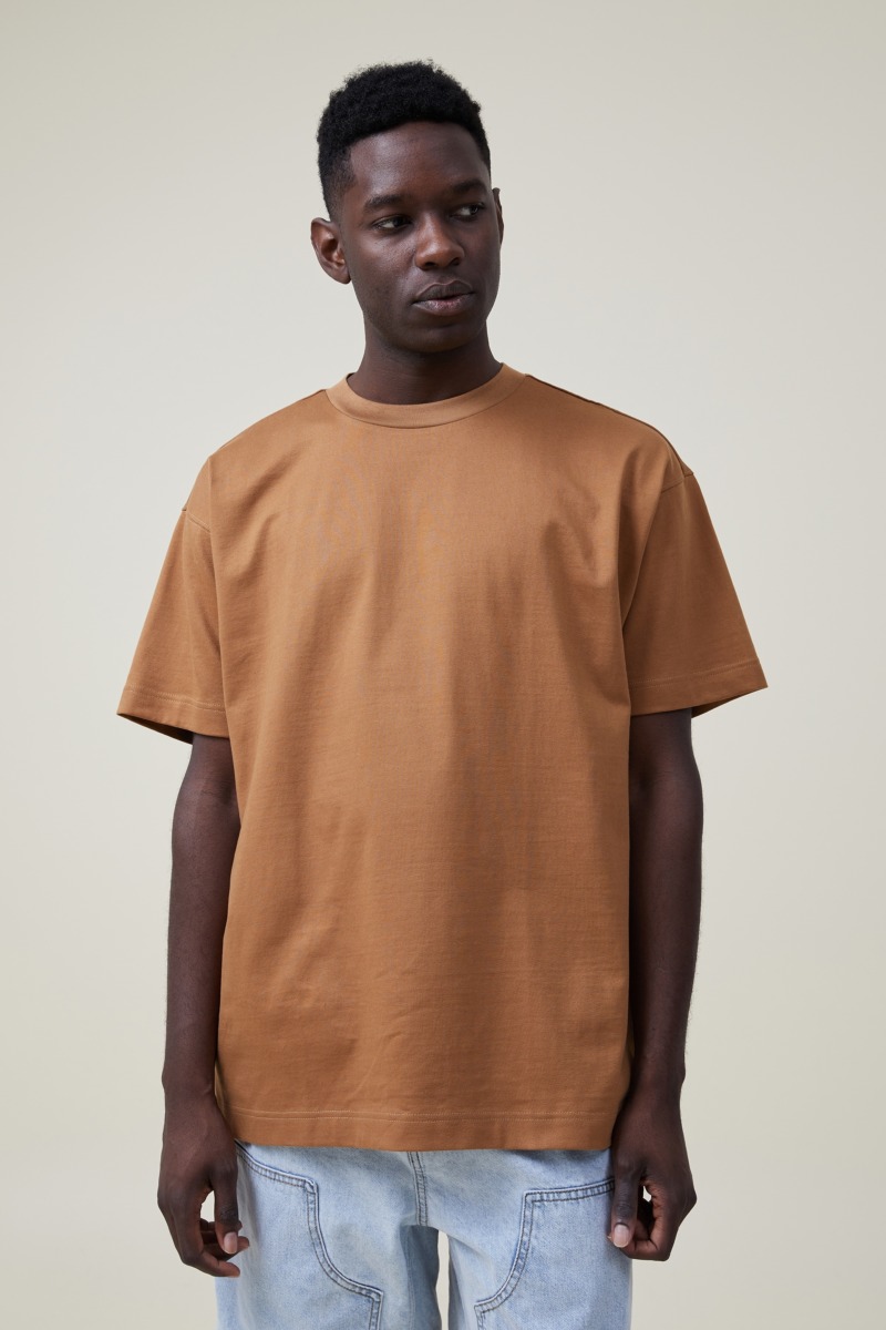 Man Brown T-Shirt Cotton On GOOFASH