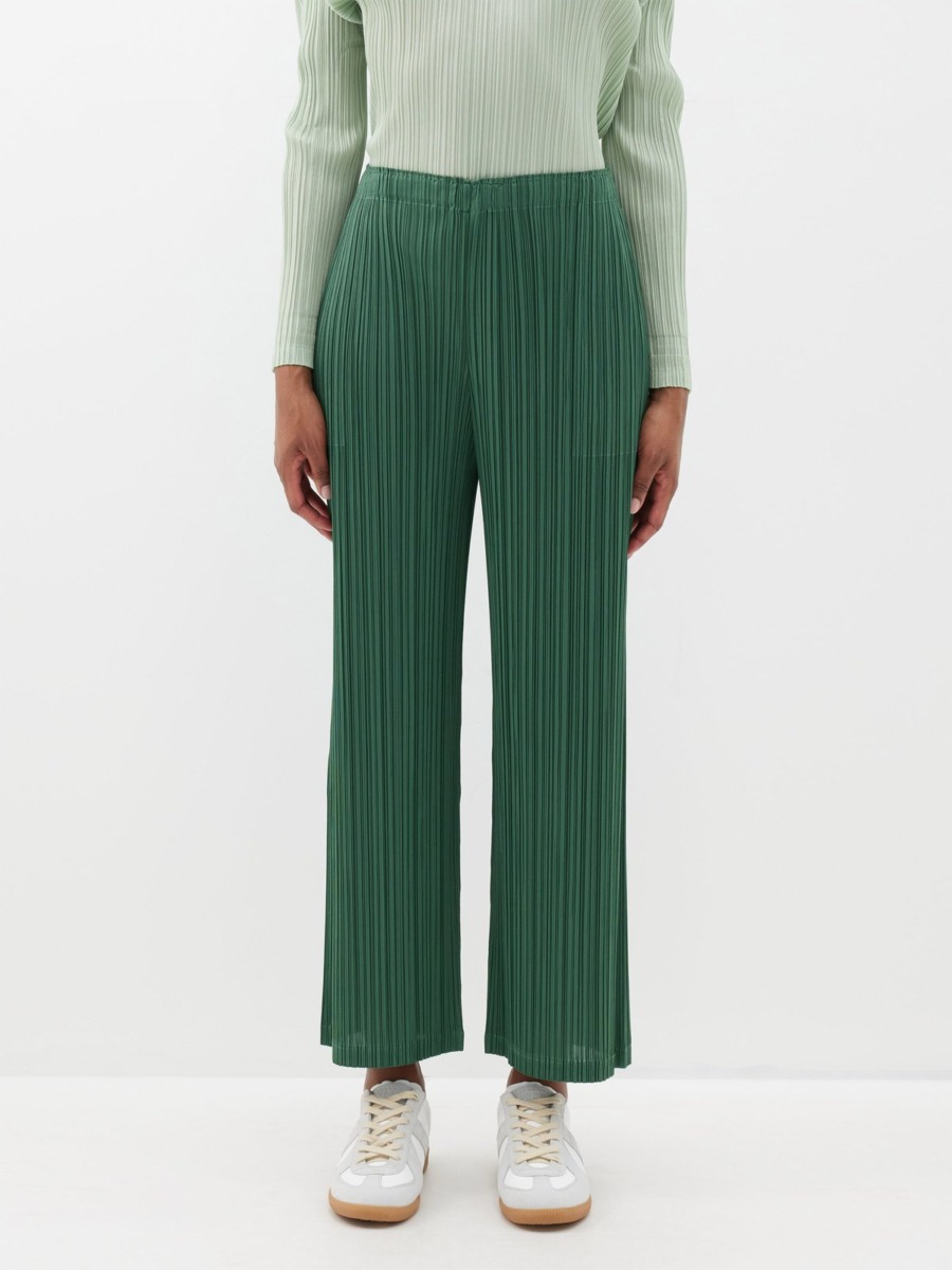 Matches Fashion - Green Trousers by Pleats Please Issey Miyake GOOFASH