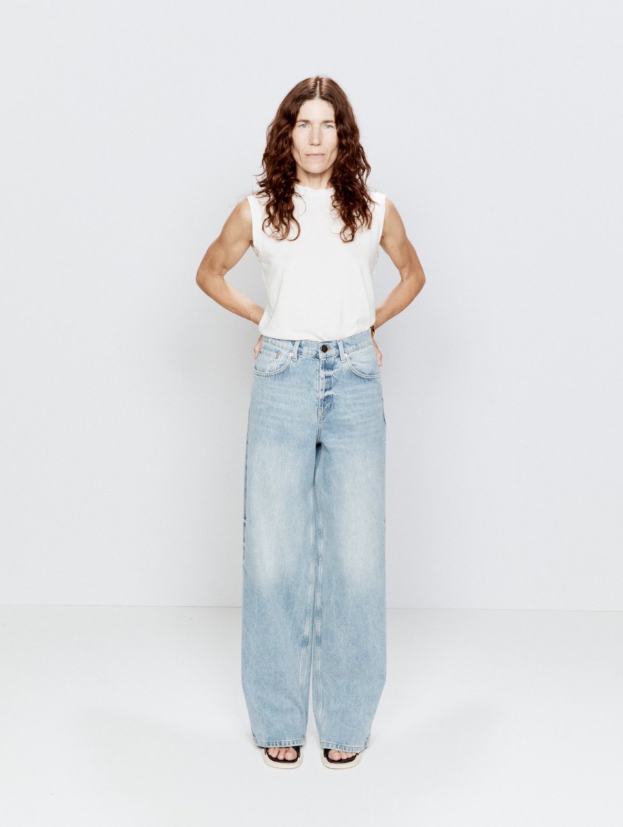 Matches Fashion Ladies Blue Wide Leg Jeans from Raey GOOFASH