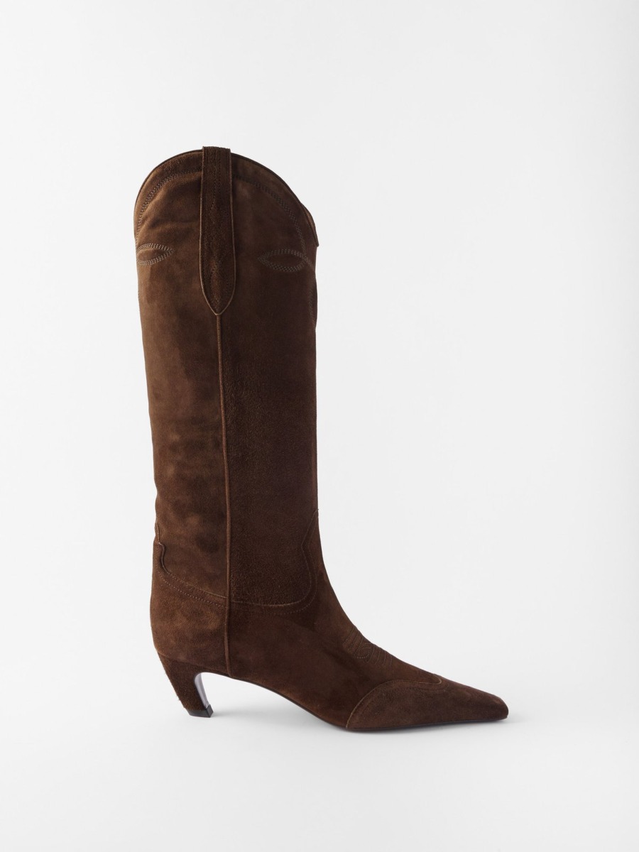 Matches Fashion Lady Knee High Boots in Brown from Khaite GOOFASH