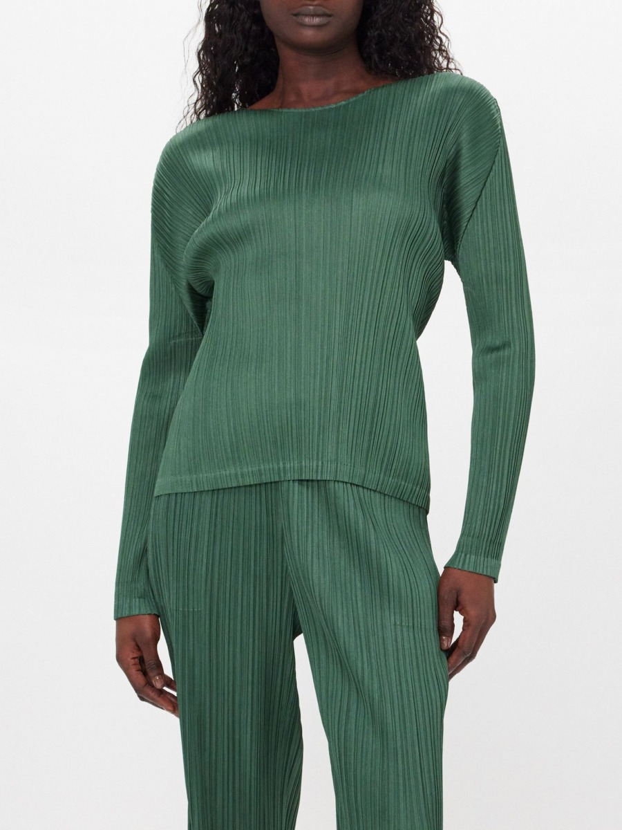 Matches Fashion Top in Green from Pleats Please Issey Miyake GOOFASH