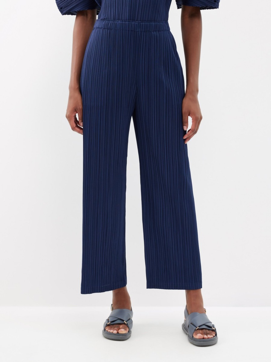 Matches Fashion Women's Blue Trousers by Pleats Please Issey Miyake GOOFASH