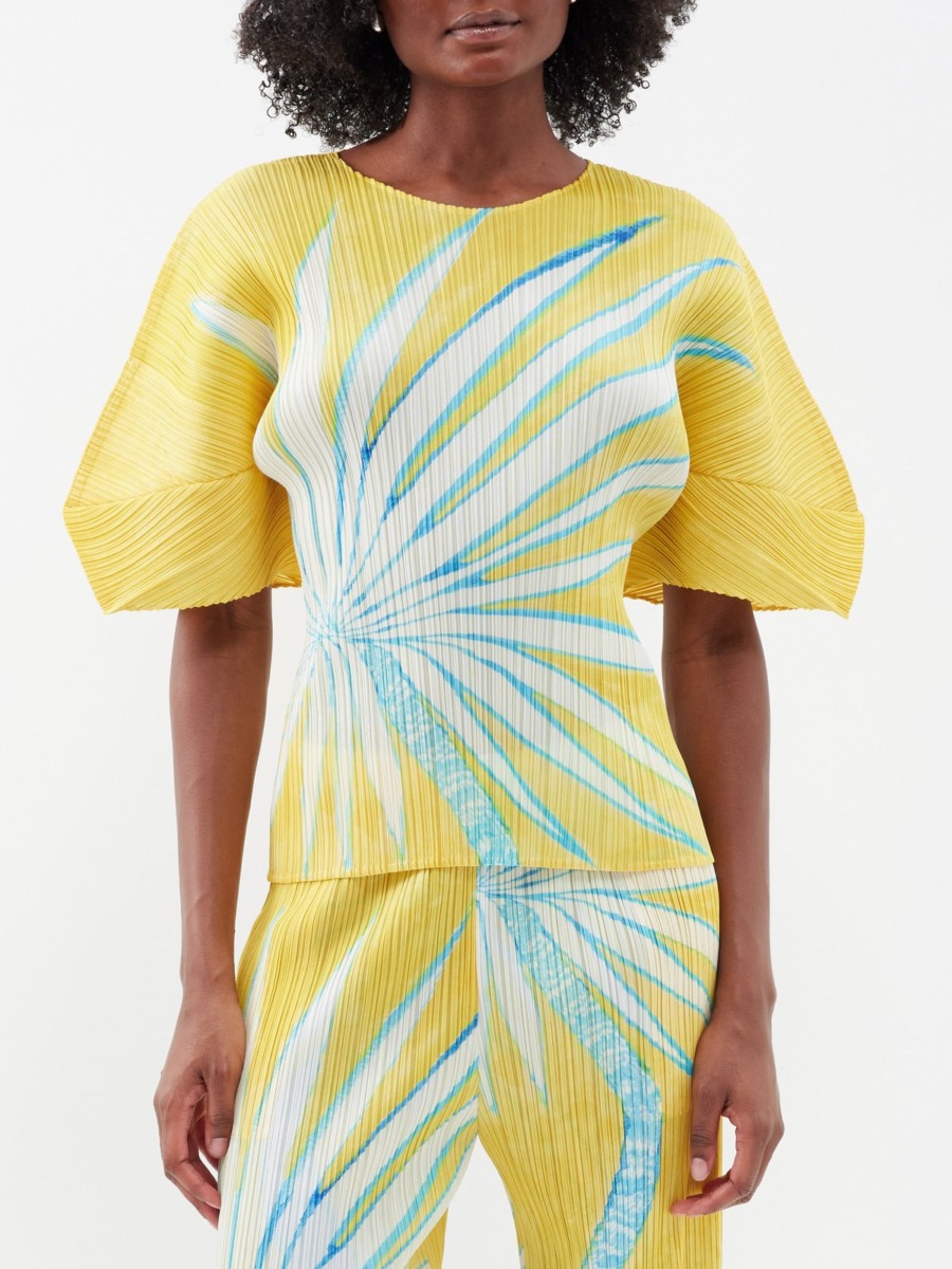 Matches Fashion Women's Yellow Top from Pleats Please Issey Miyake GOOFASH