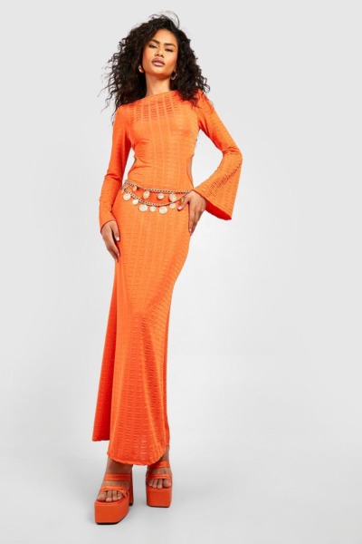 Maxi Dress Orange - Women - Boohoo GOOFASH