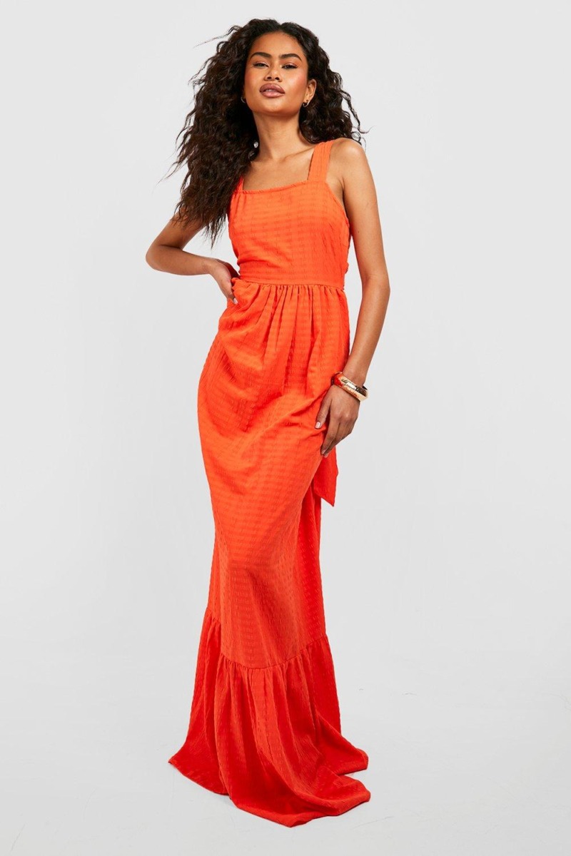 Maxi Dress Orange for Women by Boohoo GOOFASH