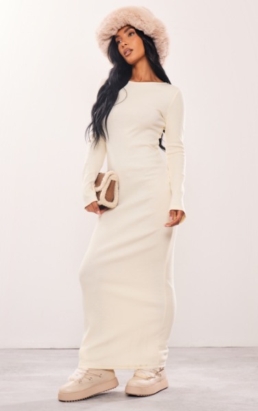 Maxi Dress in Cream for Woman at PrettyLittleThing GOOFASH