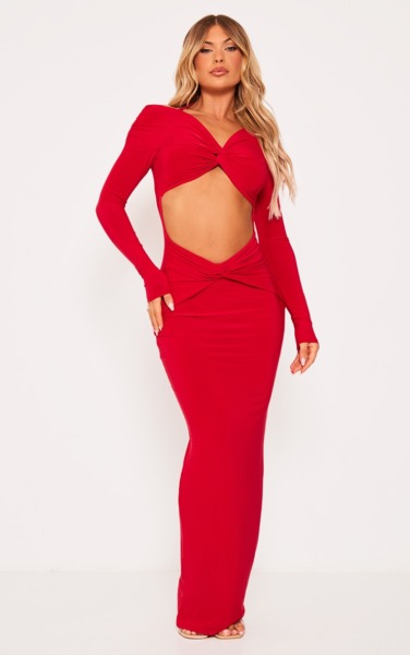 Maxi Dress in Red PrettyLittleThing Woman GOOFASH