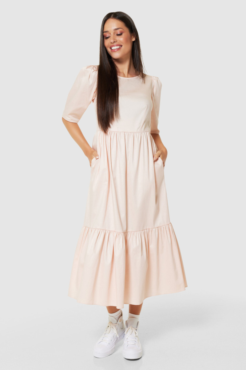 Midi Dress in Beige - Closet London GOOFASH