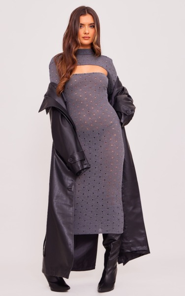 Midi Dress in Grey for Women by PrettyLittleThing GOOFASH