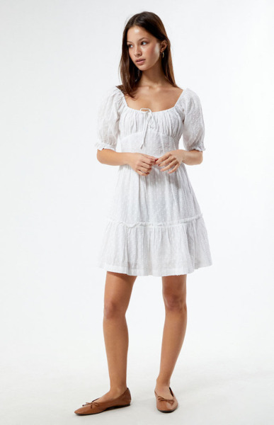 Mini Dress in White Roxy Pacsun Woman GOOFASH