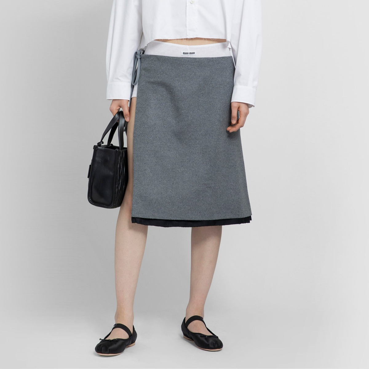 Miu Miu Woman Skirt in Grey Antonioli GOOFASH