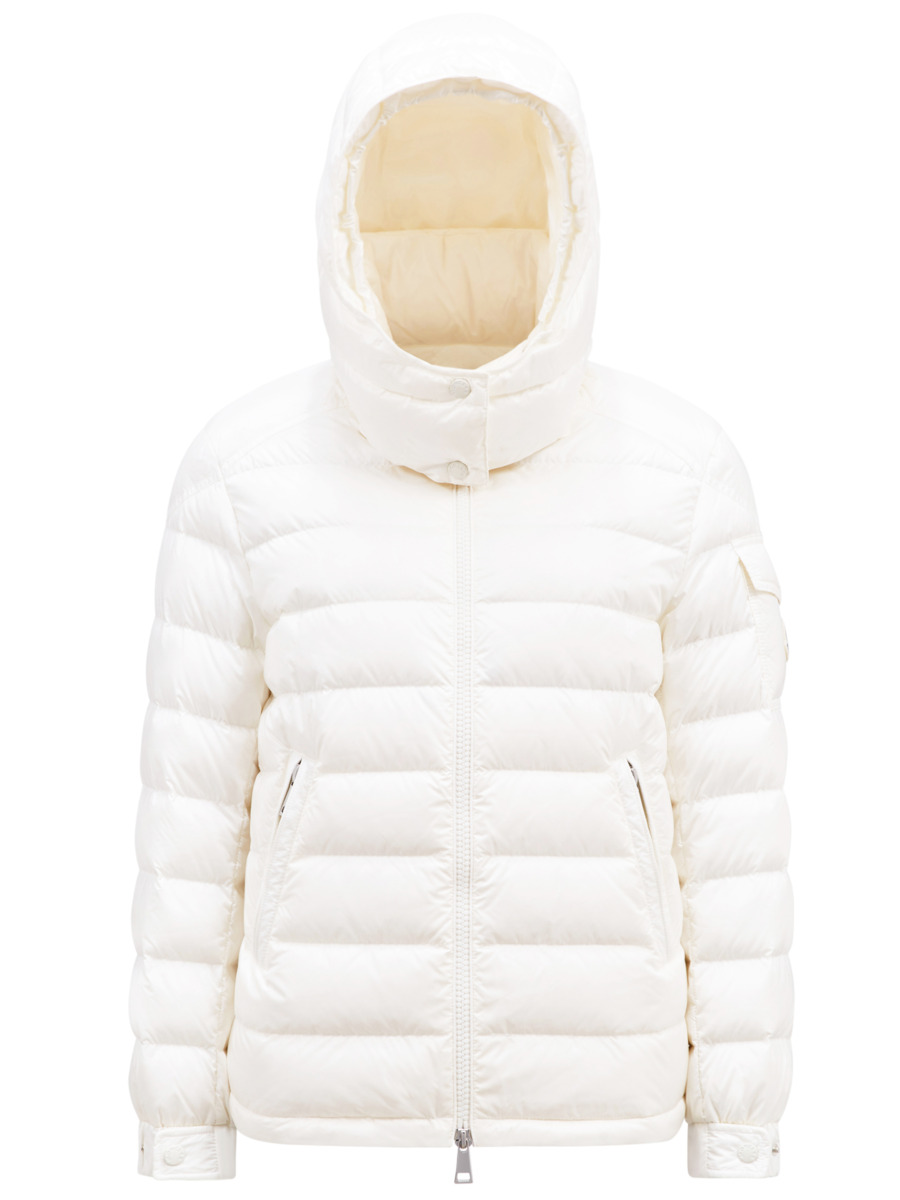 Moncler Womens White Down Jacket from Leam GOOFASH