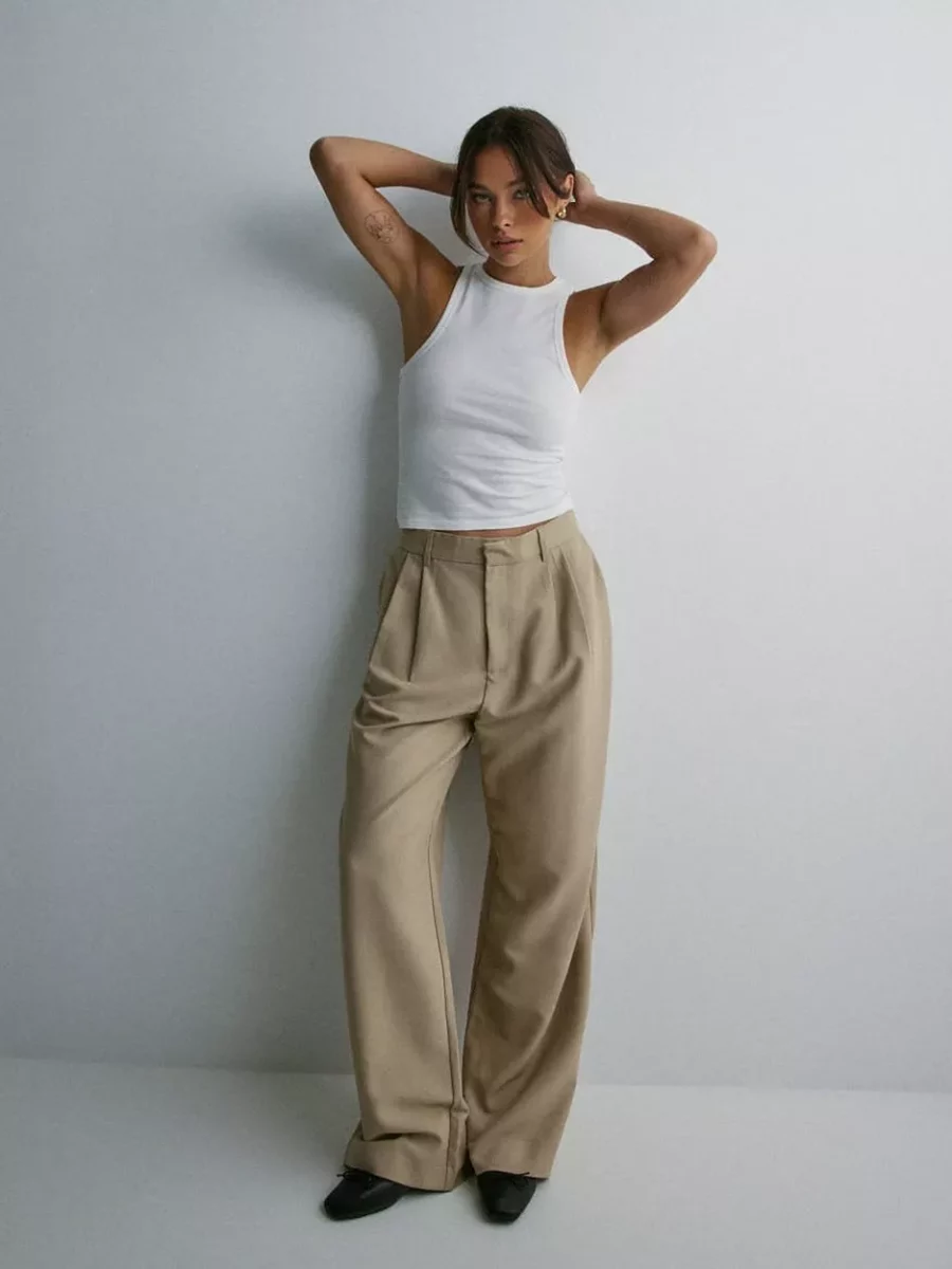 Nelly - Beige - Womens Suit Trousers GOOFASH
