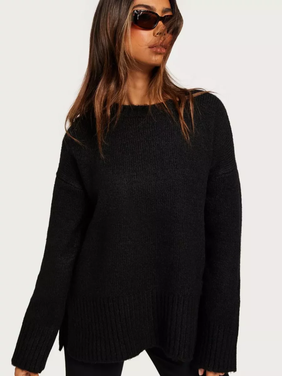Nelly Black Womens Knitted Sweater Pieces GOOFASH