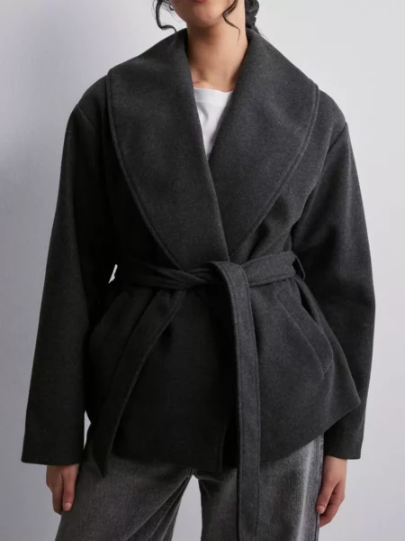 Nelly Grey Coat for Woman by Only GOOFASH