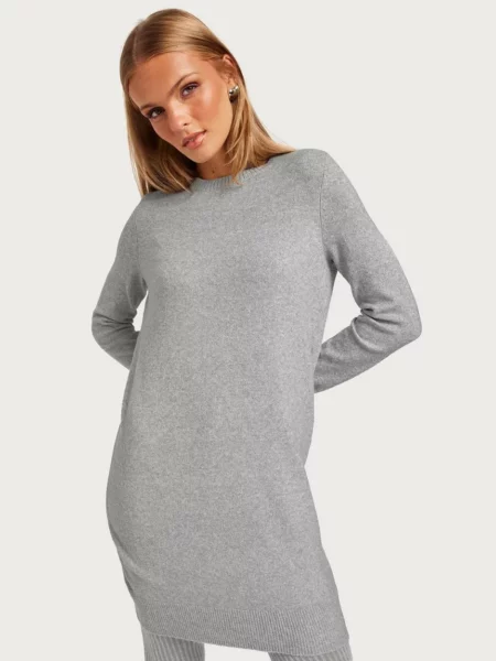 Nelly - Grey Knitted Dress GOOFASH