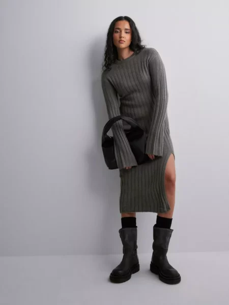 Nelly Grey Knitted Dress for Women GOOFASH