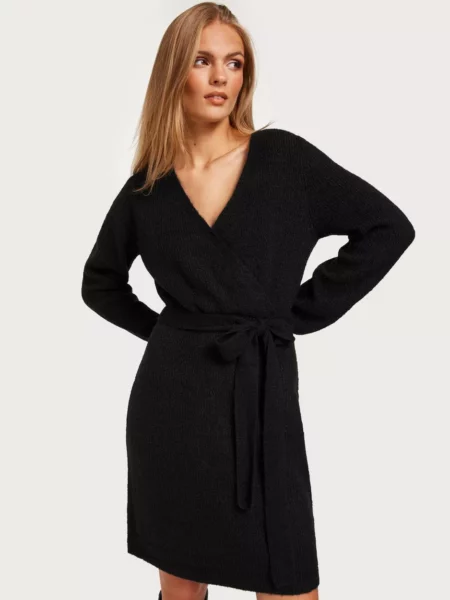 Nelly - Ladies Knitted Dress Black GOOFASH