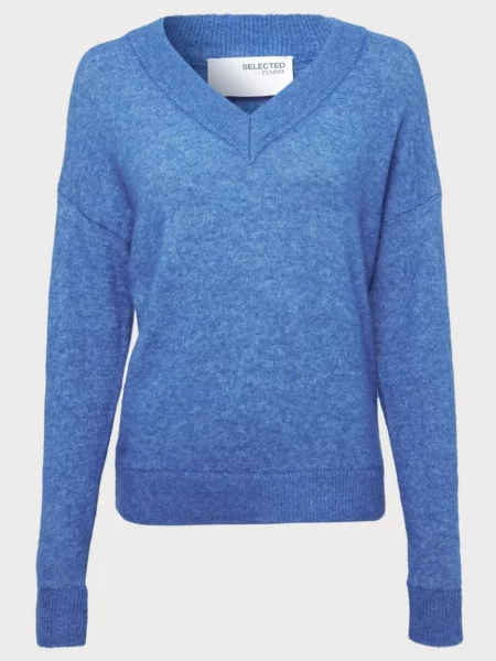 Nelly - Lady Knitted Sweater Blue - Selected GOOFASH