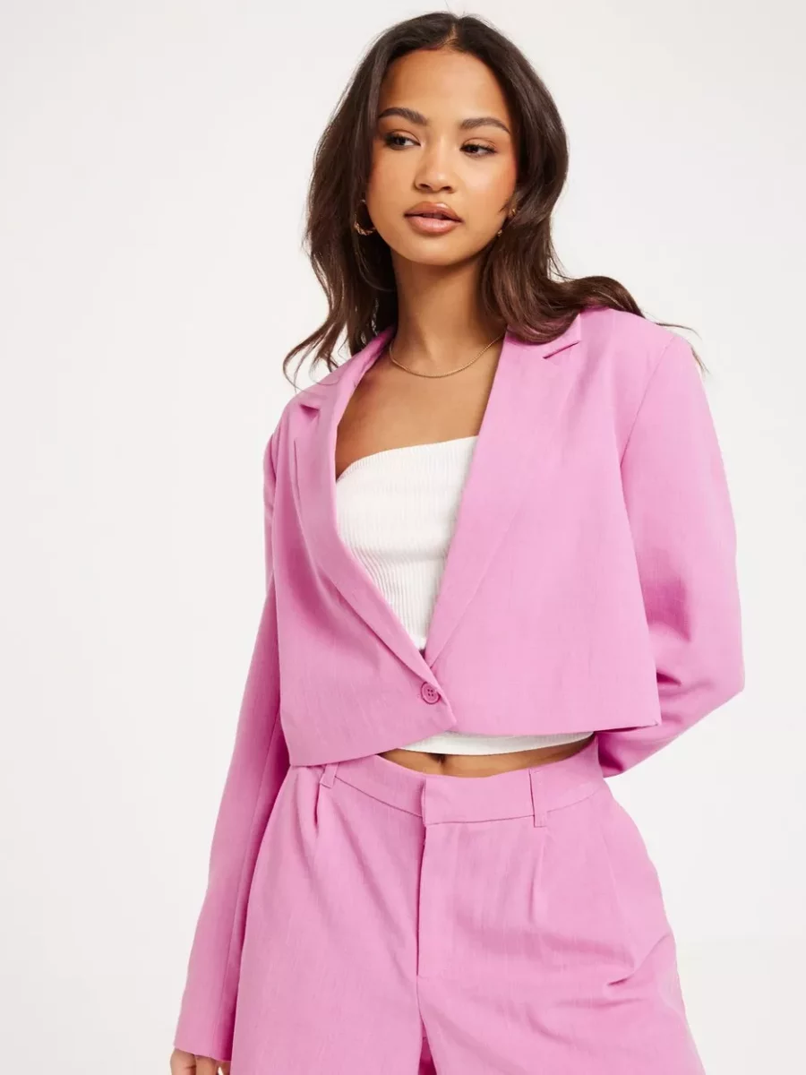 Nelly Pink Crop Blazer for Women from Only GOOFASH