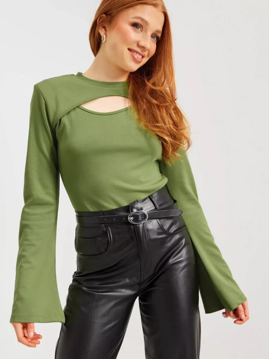 Nelly Woman Blouse Top Green GOOFASH