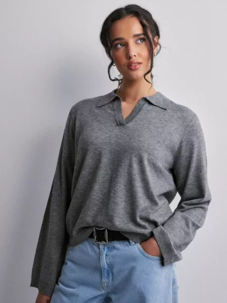 Nelly Woman Grey Knitted Sweater GOOFASH